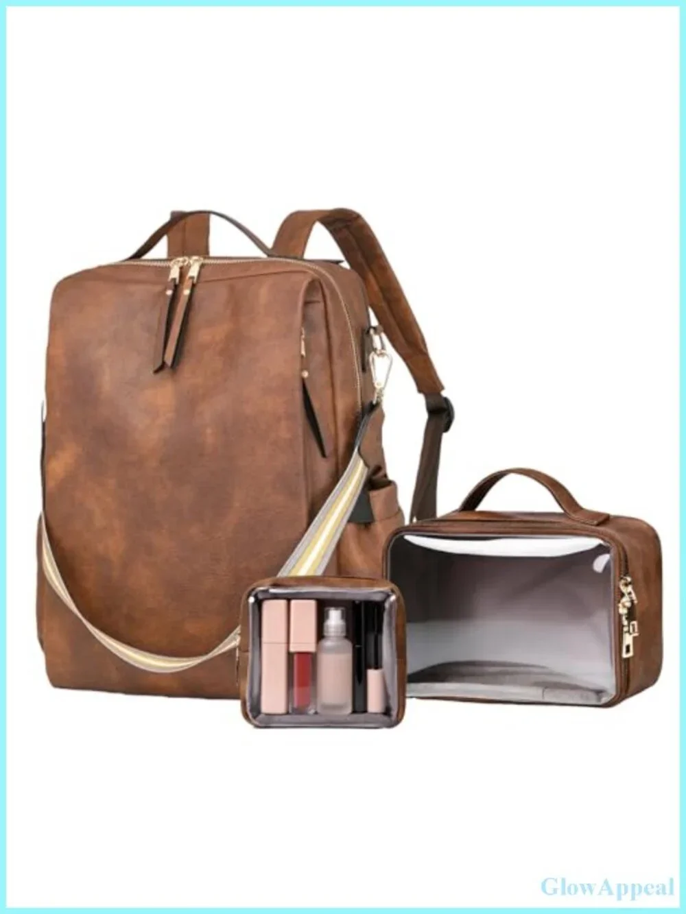 Vegan Leather Laptop Backpack with 15.6 Inch Compartment Travel Work Bag